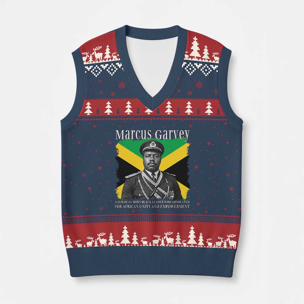 Marcus Garvey Jamaican National Hero V-Neck Knit Sweater Vest Pan Africanism History Gift