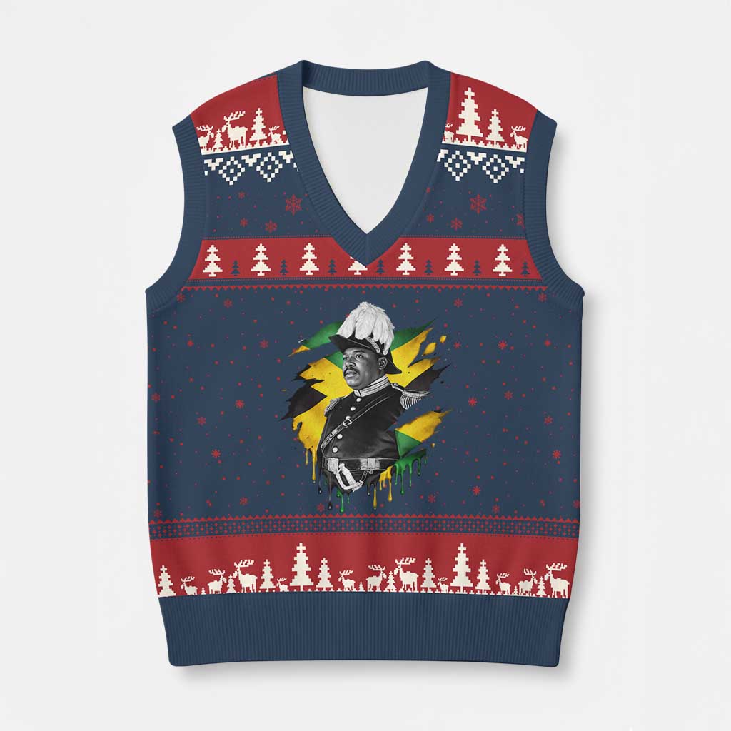 Marcus Garvey Jamaican National Hero V-Neck Knit Sweater Vest African American Heritage