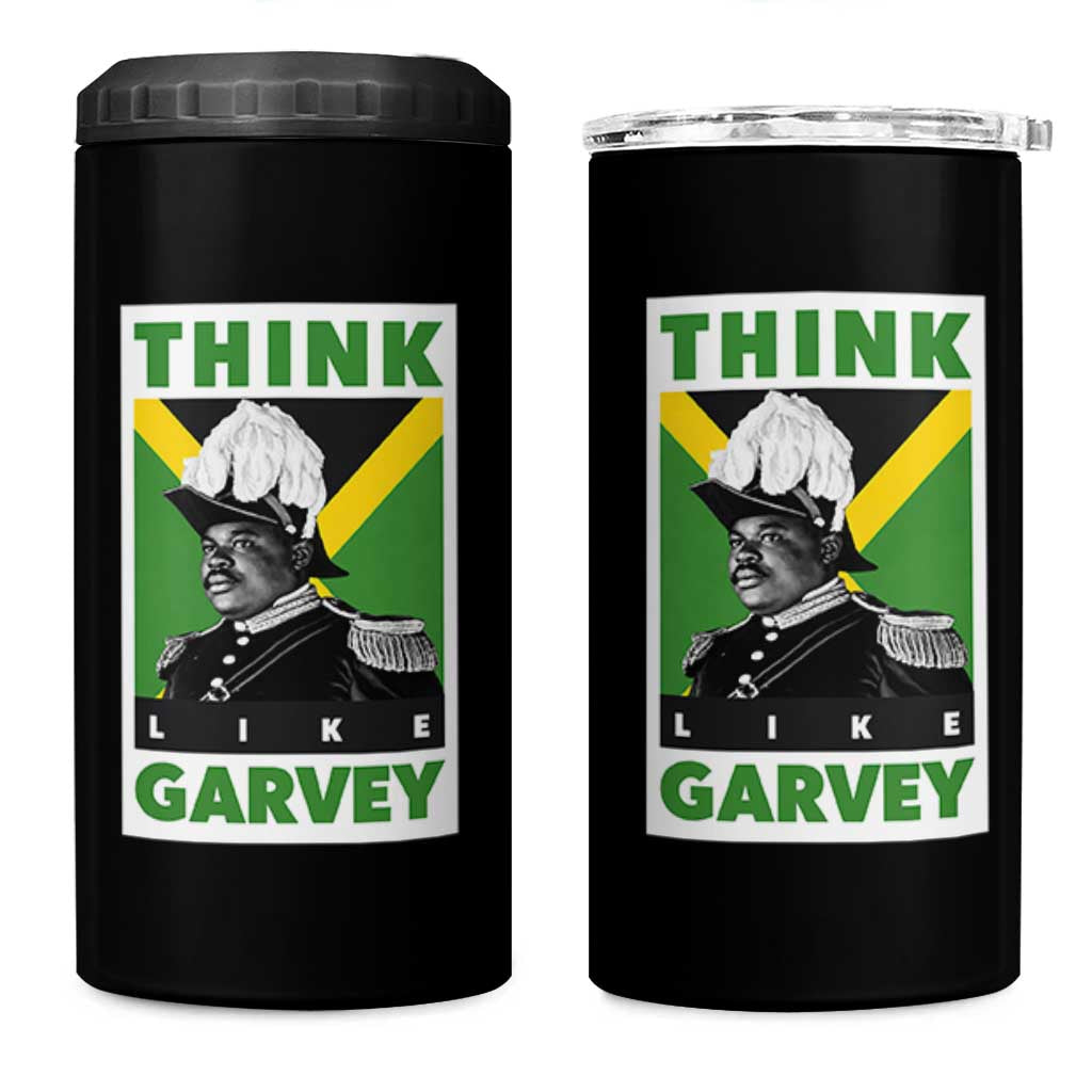 Pan Africanism Think Like Garvey 4 in 1 Can Cooler Tumbler Marcus Garvey Jamaica Flag