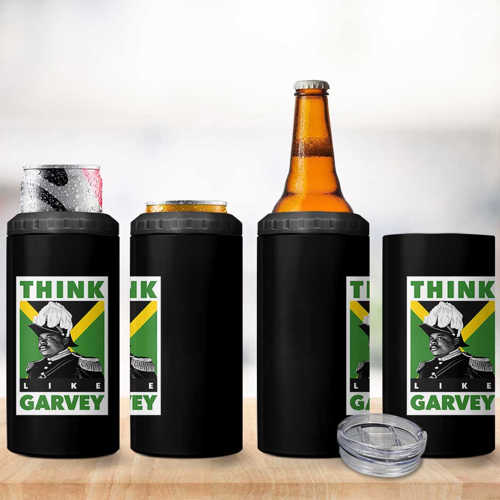 Pan Africanism Think Like Garvey 4 in 1 Can Cooler Tumbler Marcus Garvey Jamaica Flag