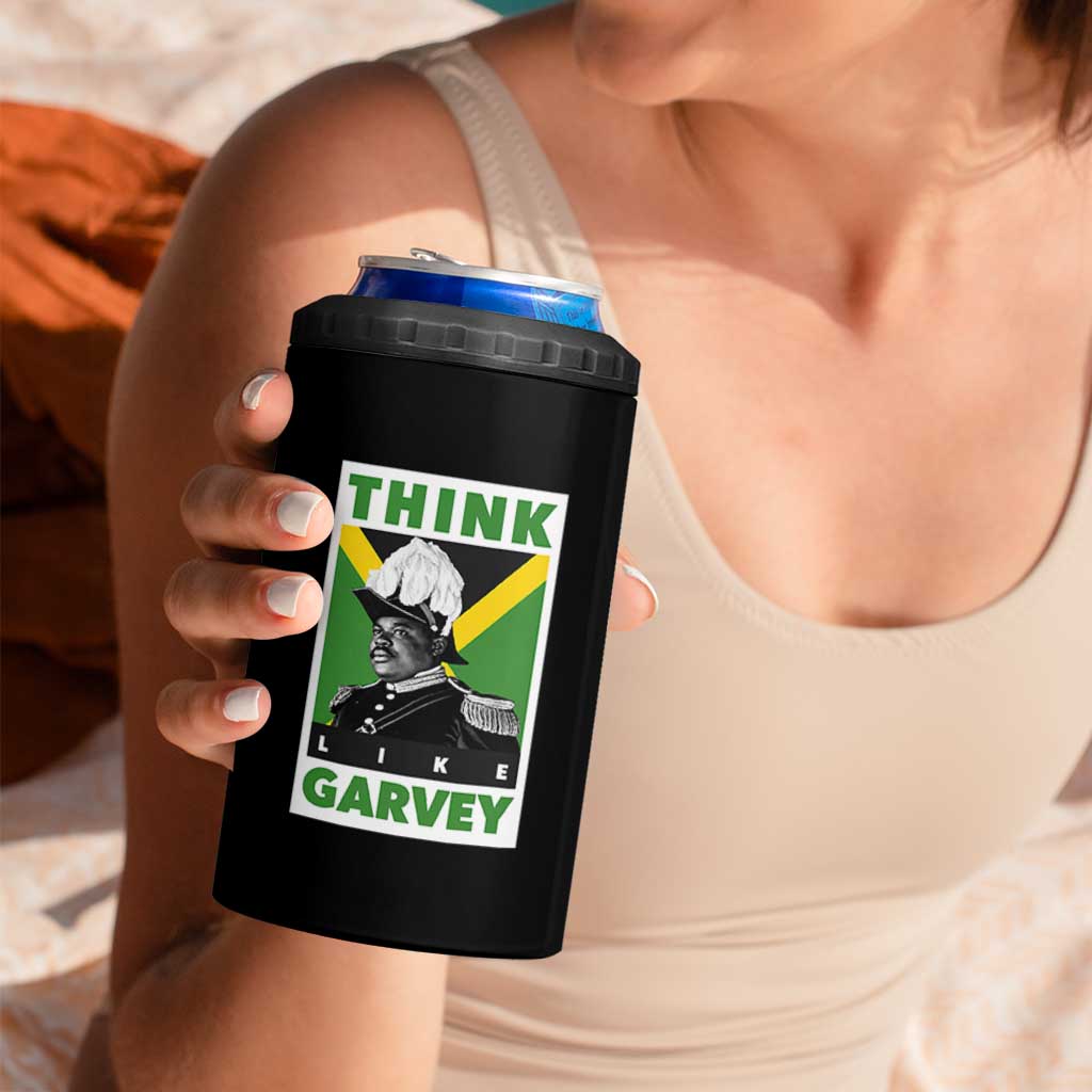 Pan Africanism Think Like Garvey 4 in 1 Can Cooler Tumbler Marcus Garvey Jamaica Flag