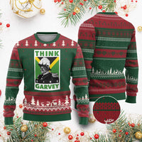 Pan Africanism Think Like Garvey Ugly Christmas Sweater Marcus Garvey Jamaica Flag