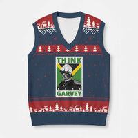 Pan Africanism Think Like Garvey V-Neck Knit Sweater Vest Marcus Garvey Jamaica Flag