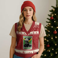 Pan Africanism Think Like Garvey V-Neck Knit Sweater Vest Marcus Garvey Jamaica Flag