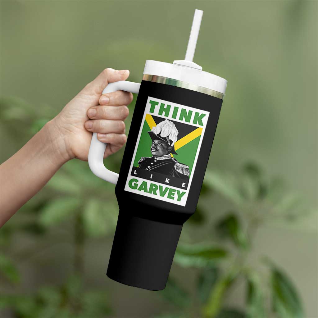 Pan Africanism Think Like Garvey Tumbler With Handle Marcus Garvey Jamaica Flag