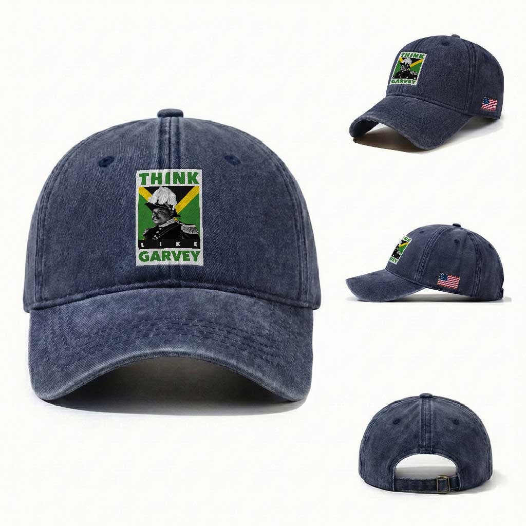 Pan Africanism Think Like Garvey Washed Cotton Baseball Cap Marcus Garvey Jamaica Flag