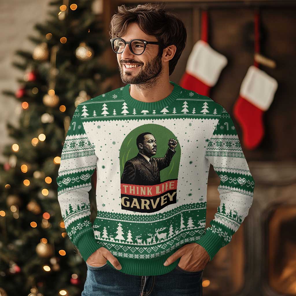 Think Like Garvey Ugly Christmas Sweater Civil Rights Leader Gift