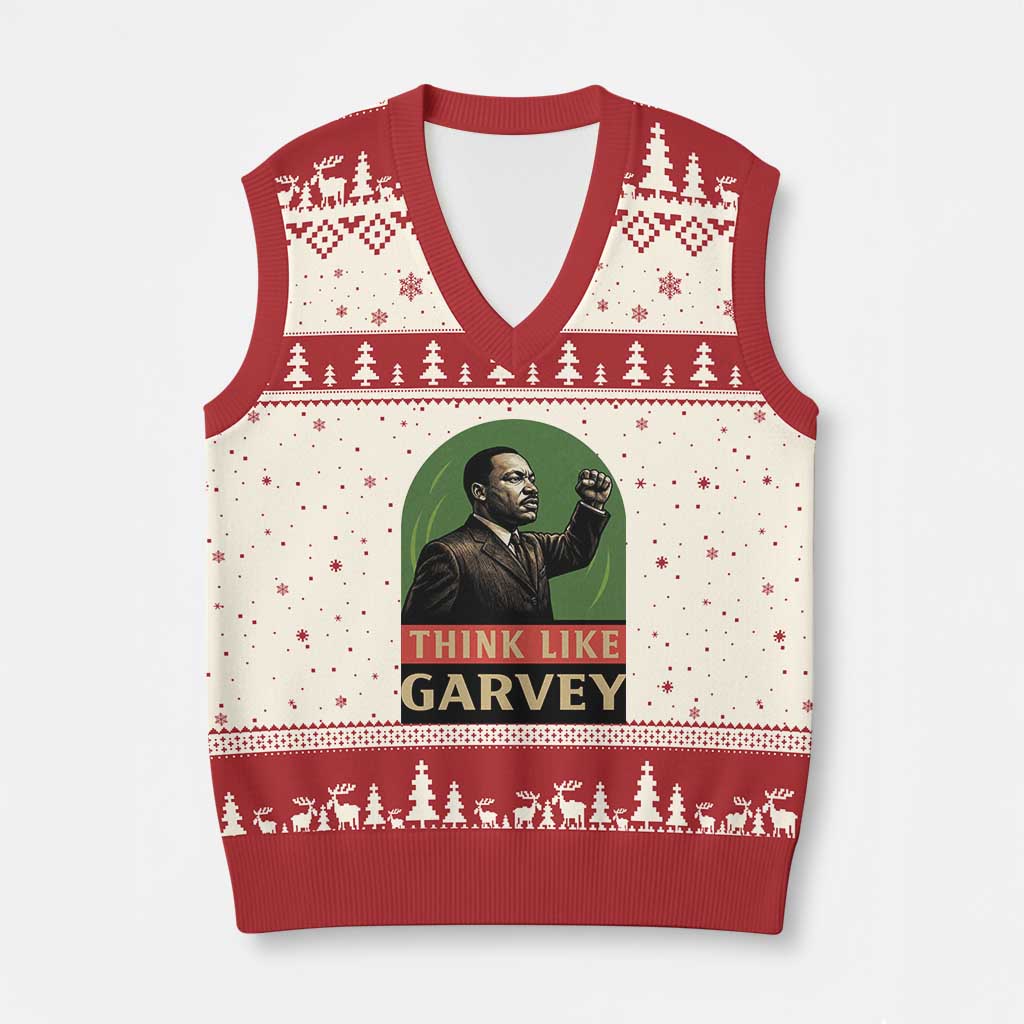 Think Like Garvey V-Neck Knit Sweater Vest Civil Rights Leader Gift