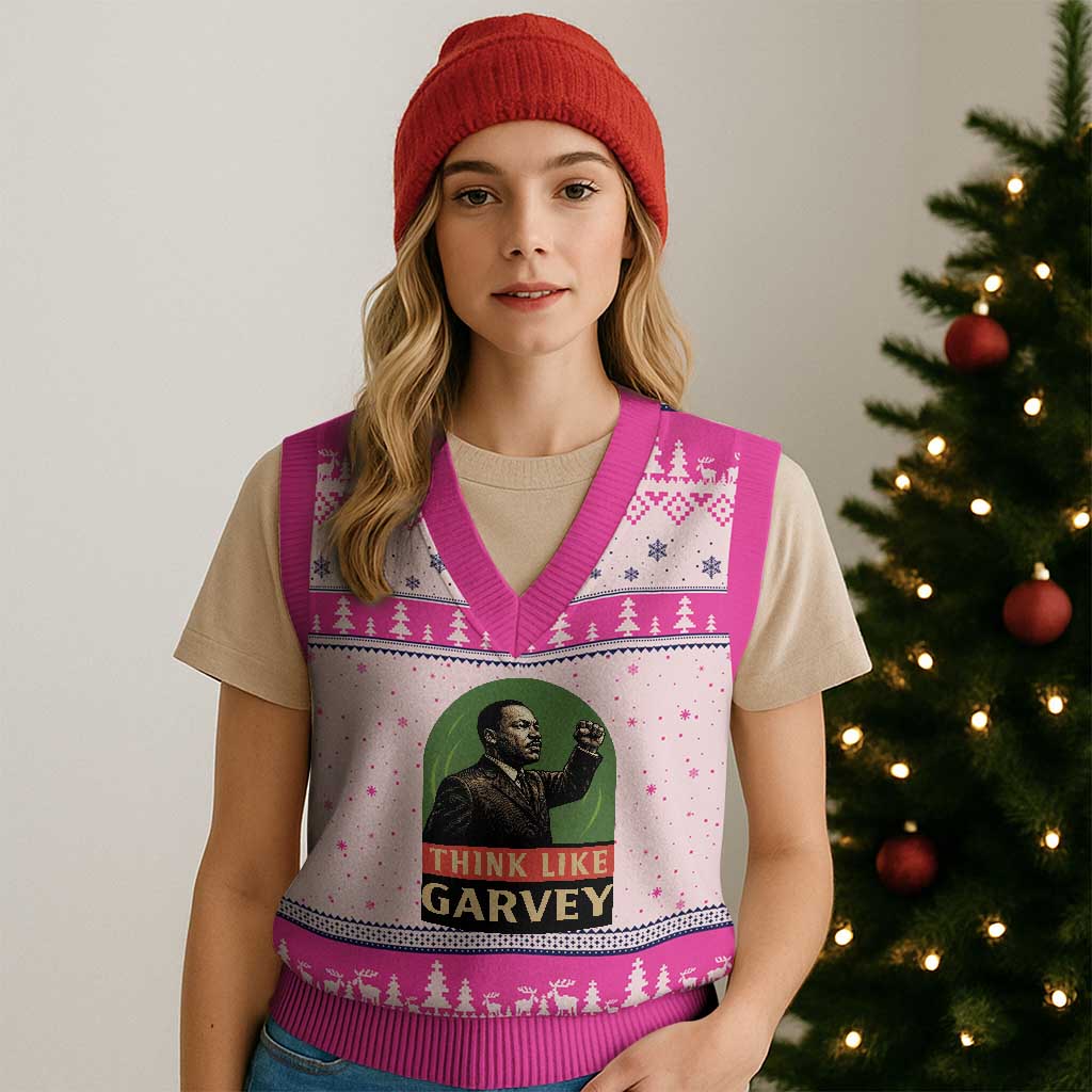 Think Like Garvey V-Neck Knit Sweater Vest Civil Rights Leader Gift