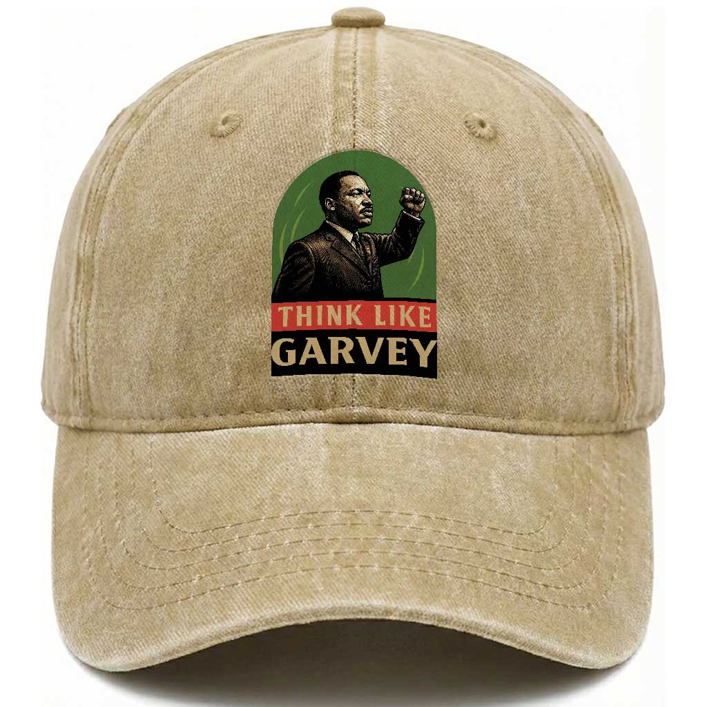 Think Like Garvey Washed Cotton Baseball Cap Civil Rights Leader Gift