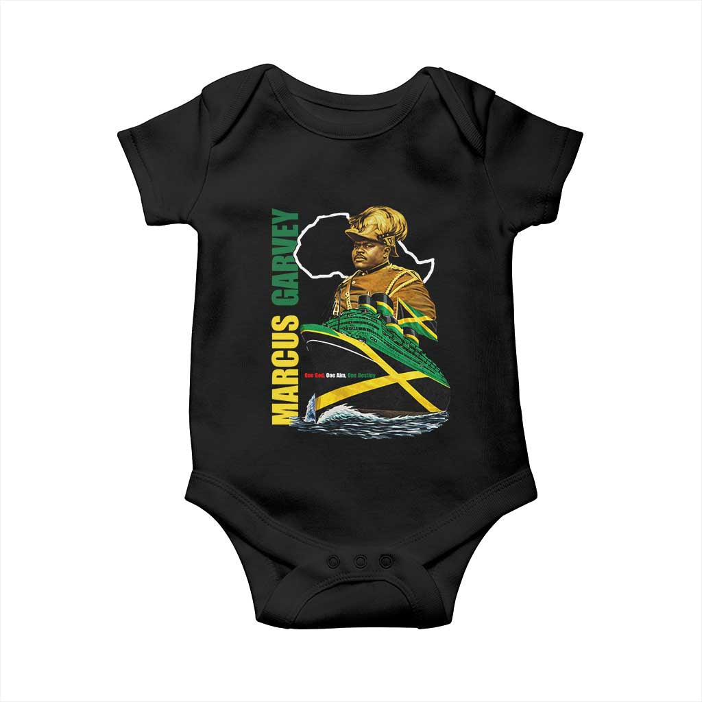 Marcus Garvey Jamaica Pride Baby Onesie One God One Aim One Destiny