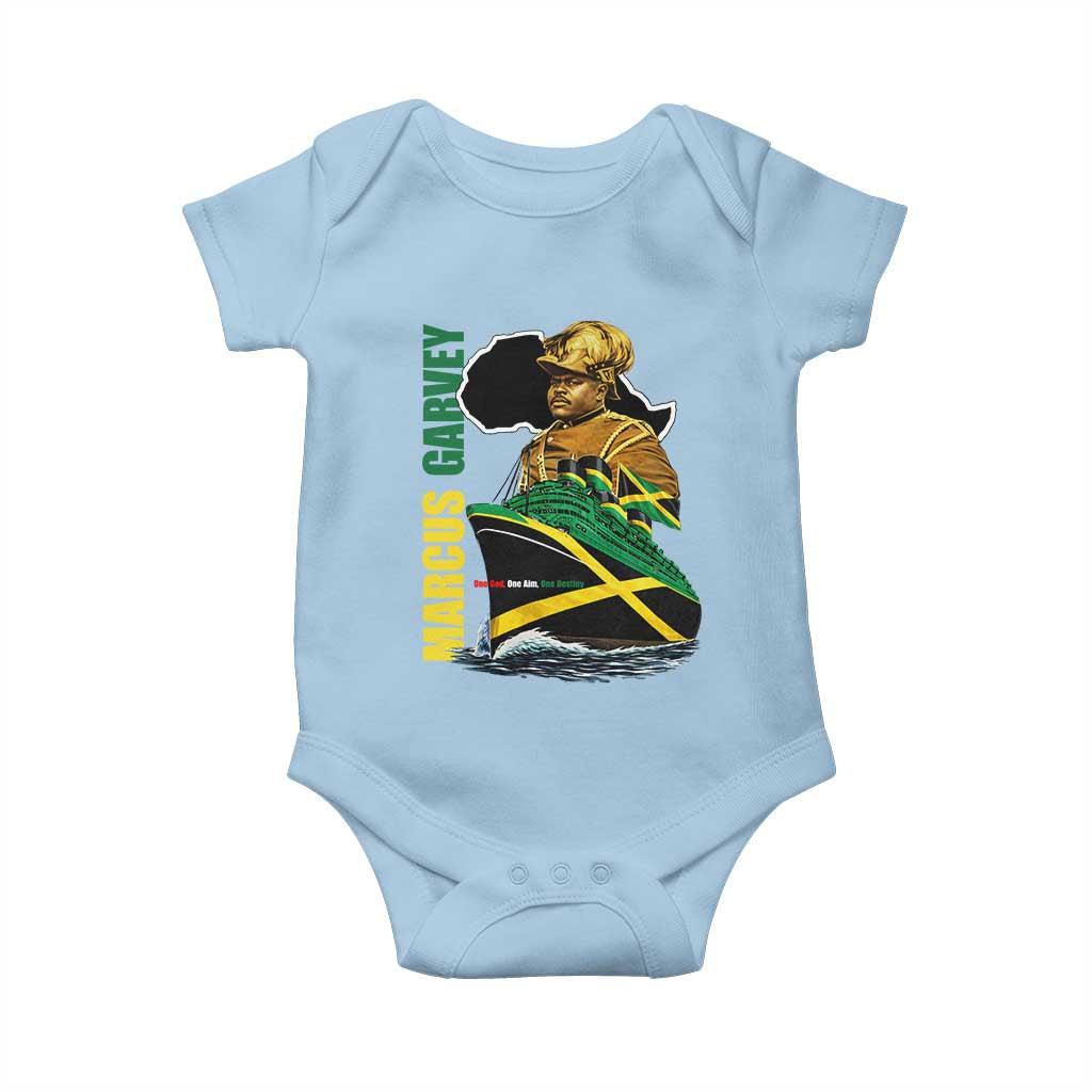 Marcus Garvey Jamaica Pride Baby Onesie One God One Aim One Destiny
