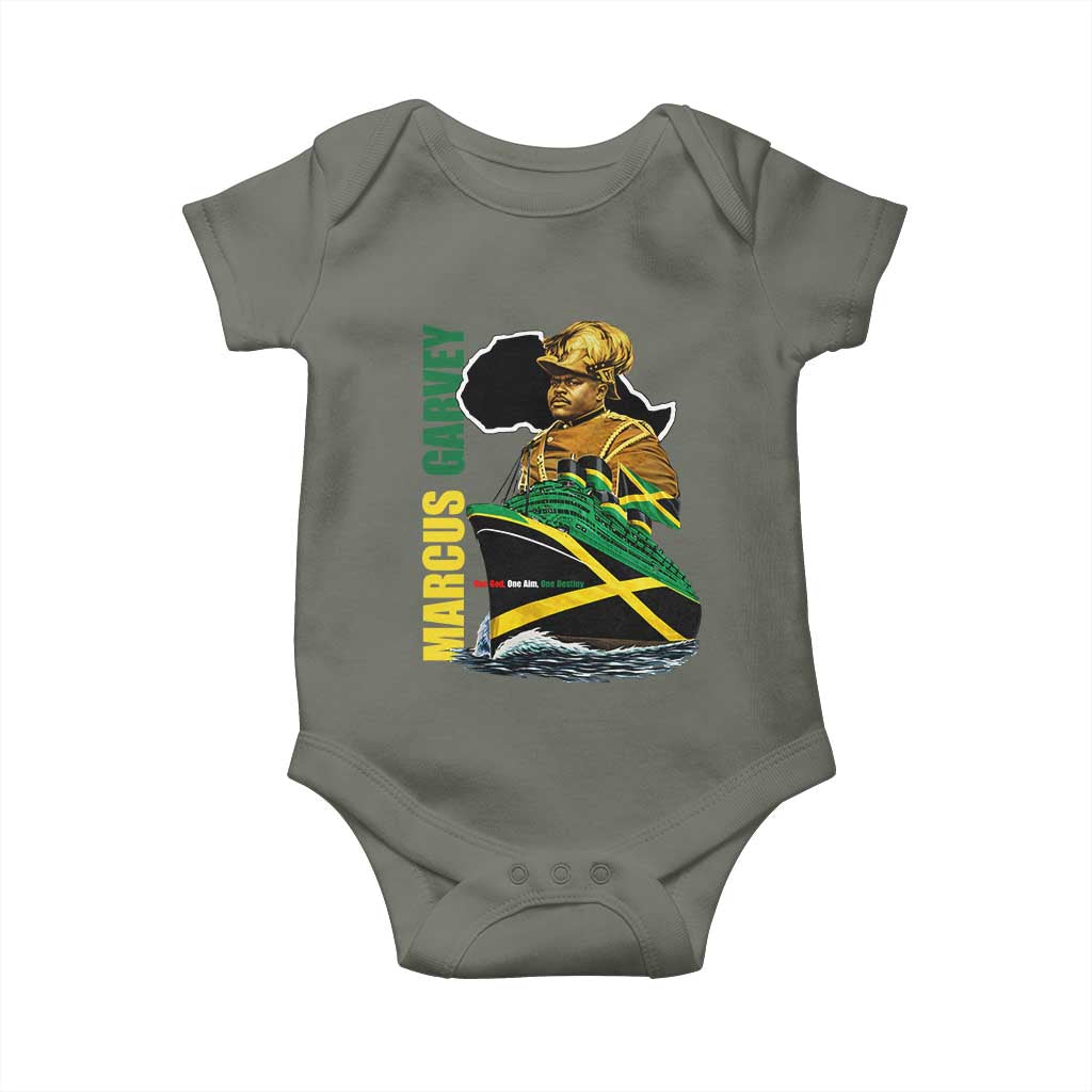 Marcus Garvey Jamaica Pride Baby Onesie One God One Aim One Destiny