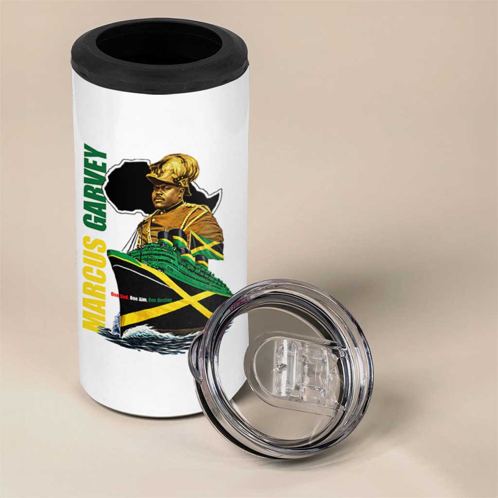 Marcus Garvey Jamaica Pride 4 in 1 Can Cooler Tumbler One God One Aim One Destiny
