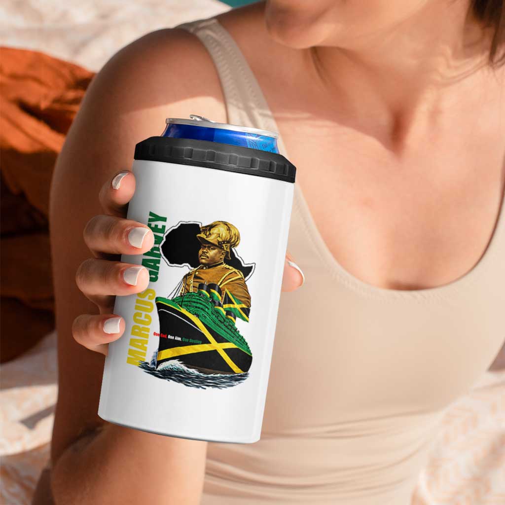 Marcus Garvey Jamaica Pride 4 in 1 Can Cooler Tumbler One God One Aim One Destiny