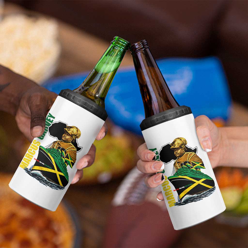 Marcus Garvey Jamaica Pride 4 in 1 Can Cooler Tumbler One God One Aim One Destiny