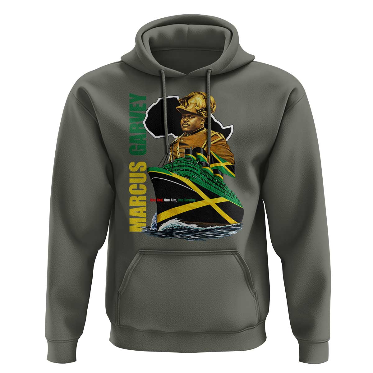 Marcus Garvey Jamaica Pride Hoodie One God One Aim One Destiny