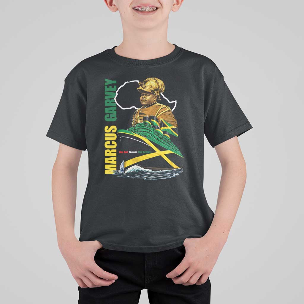Marcus Garvey Jamaica Pride T Shirt For Kid One God One Aim One Destiny