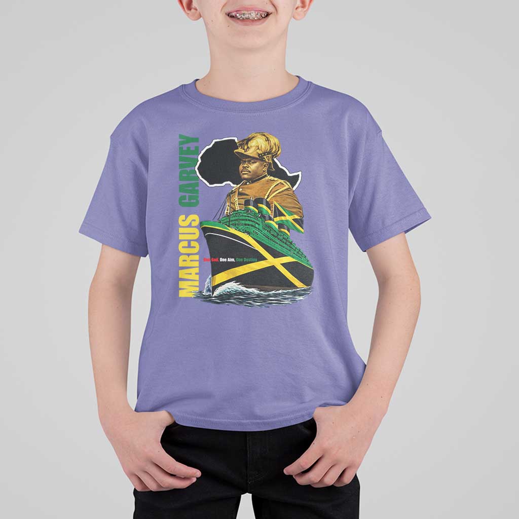 Marcus Garvey Jamaica Pride T Shirt For Kid One God One Aim One Destiny