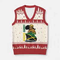 Marcus Garvey Jamaica Pride V-Neck Knit Sweater Vest One God One Aim One Destiny