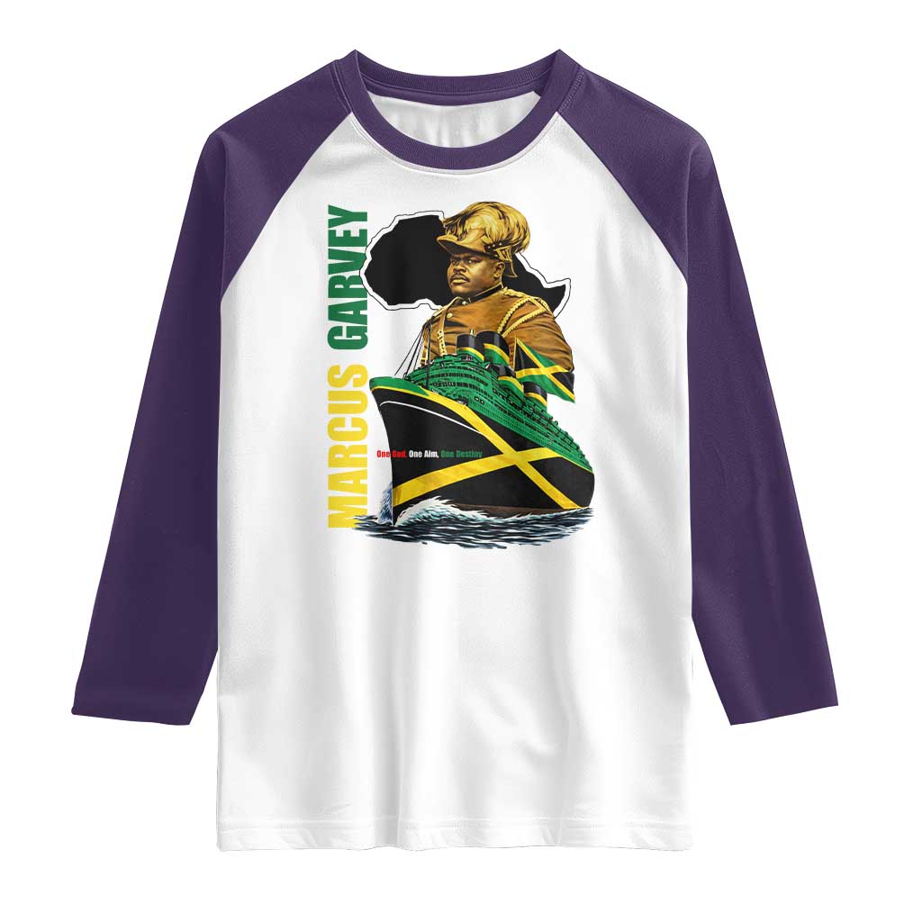 Marcus Garvey Jamaica Pride Raglan Shirt One God One Aim One Destiny