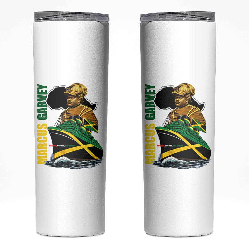 Marcus Garvey Jamaica Pride Skinny Tumbler One God One Aim One Destiny