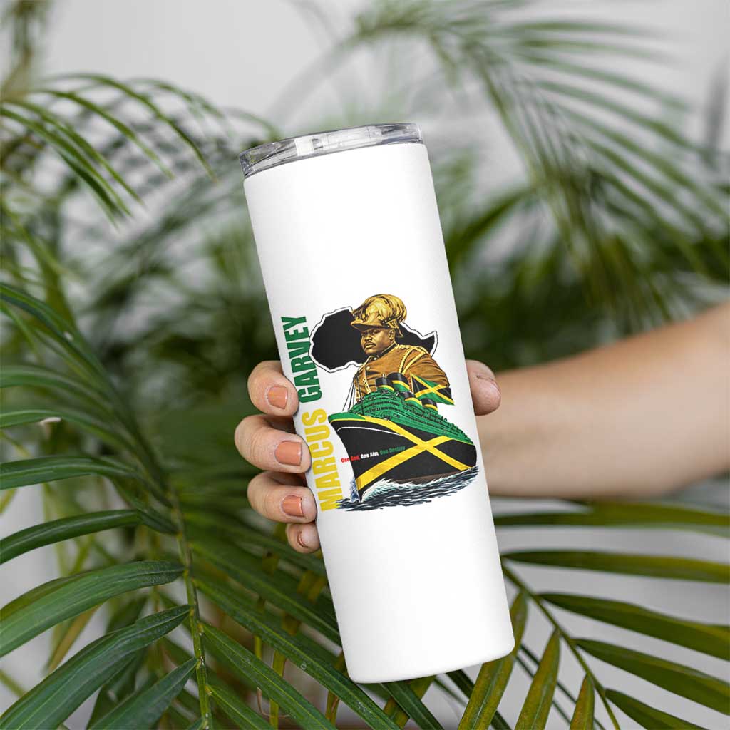Marcus Garvey Jamaica Pride Skinny Tumbler One God One Aim One Destiny