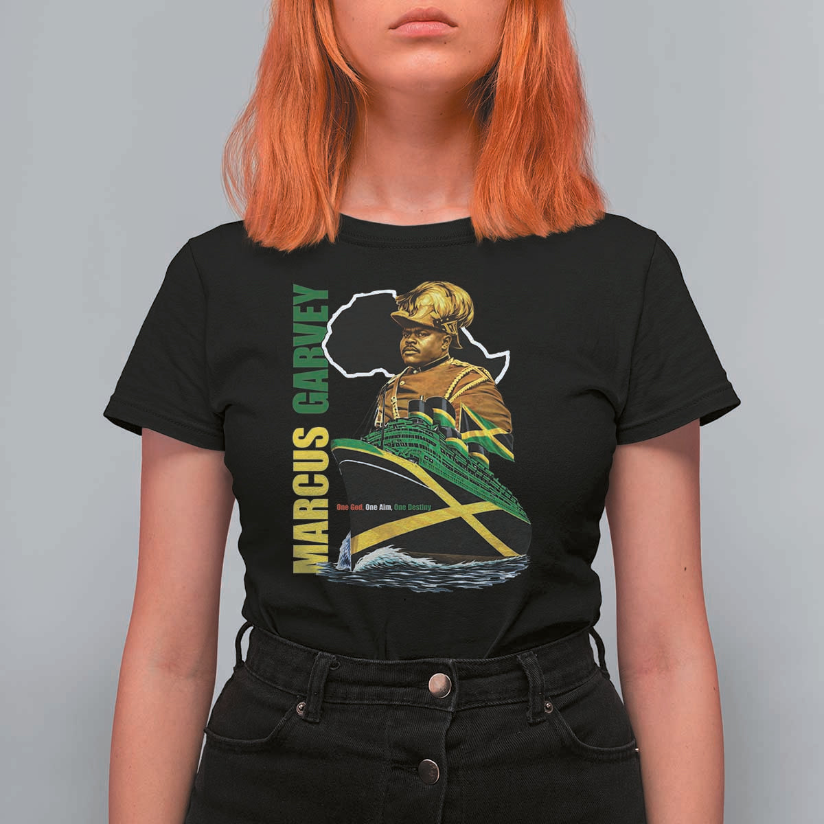 Marcus Garvey Jamaica Pride T Shirt For Women One God One Aim One Destiny
