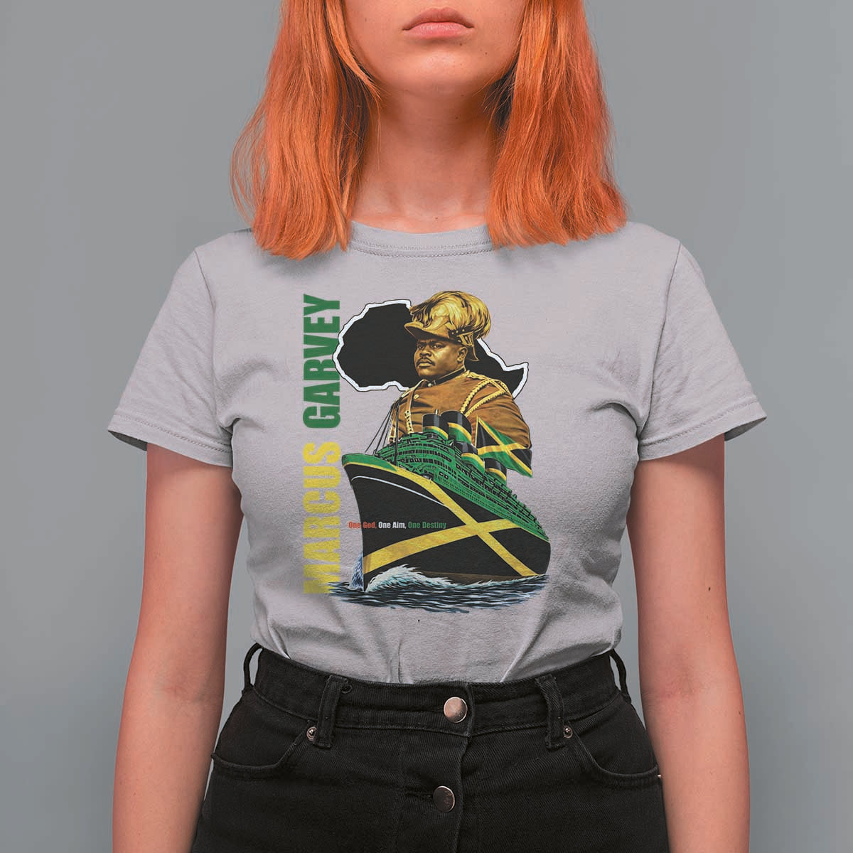 Marcus Garvey Jamaica Pride T Shirt For Women One God One Aim One Destiny