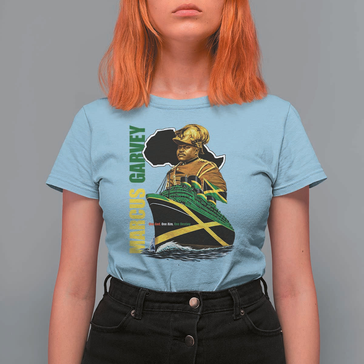 Marcus Garvey Jamaica Pride T Shirt For Women One God One Aim One Destiny