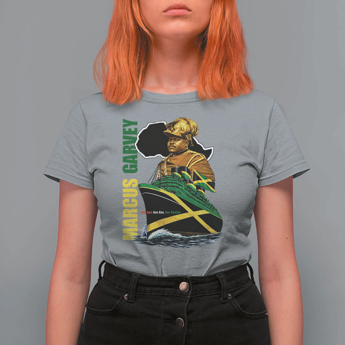 Marcus Garvey Jamaica Pride T Shirt For Women One God One Aim One Destiny