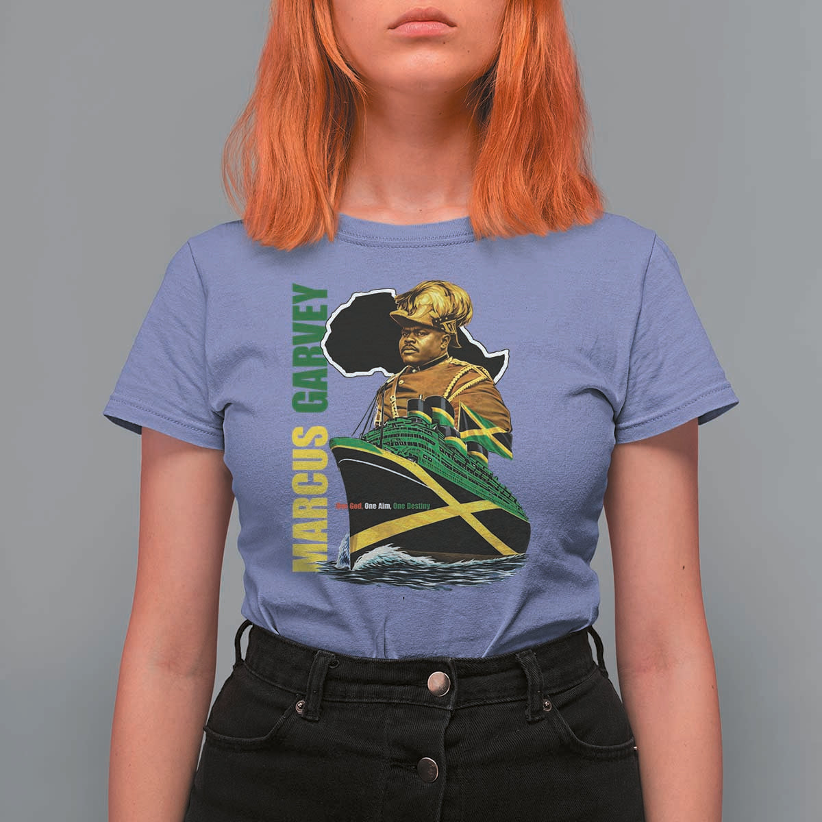 Marcus Garvey Jamaica Pride T Shirt For Women One God One Aim One Destiny