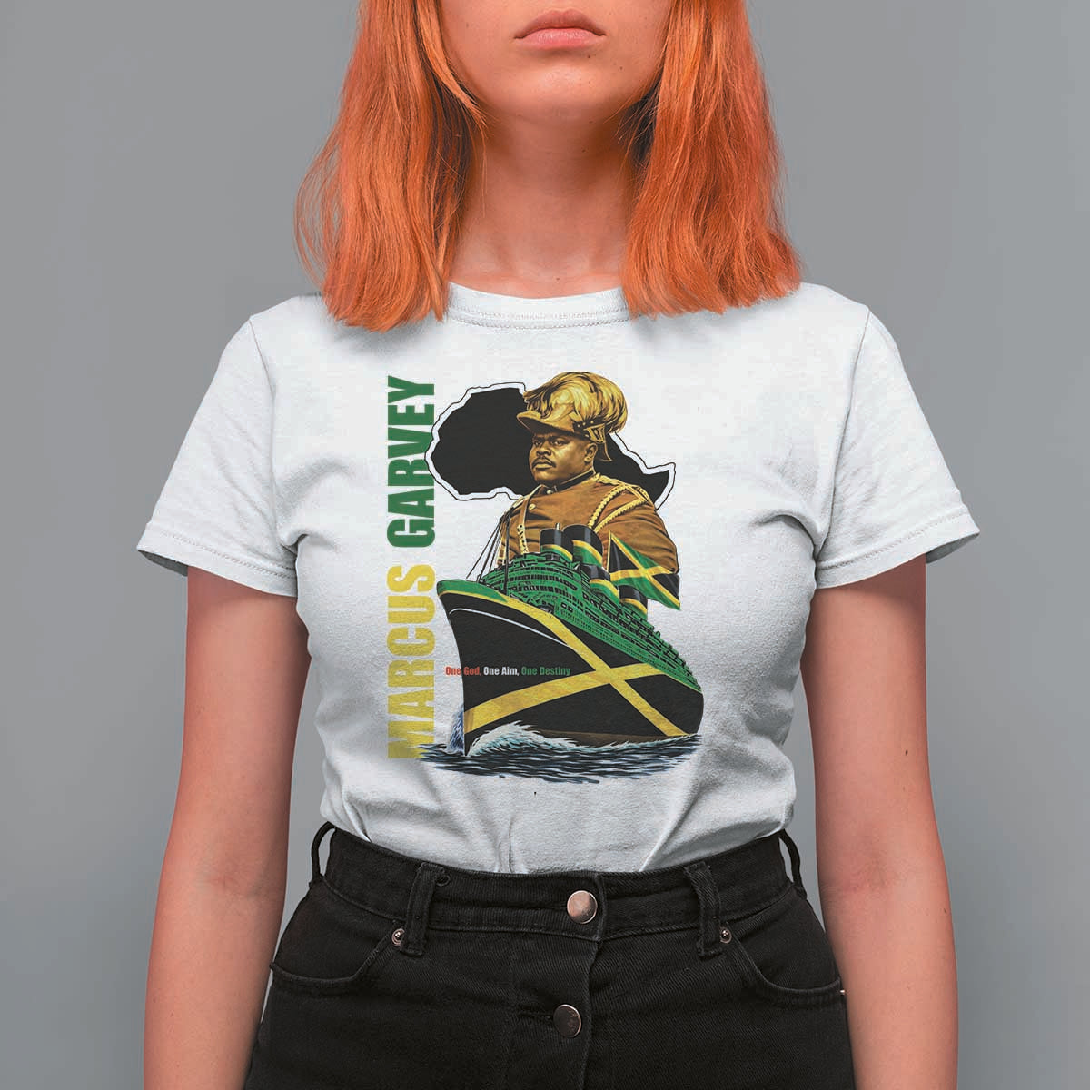 Marcus Garvey Jamaica Pride T Shirt For Women One God One Aim One Destiny