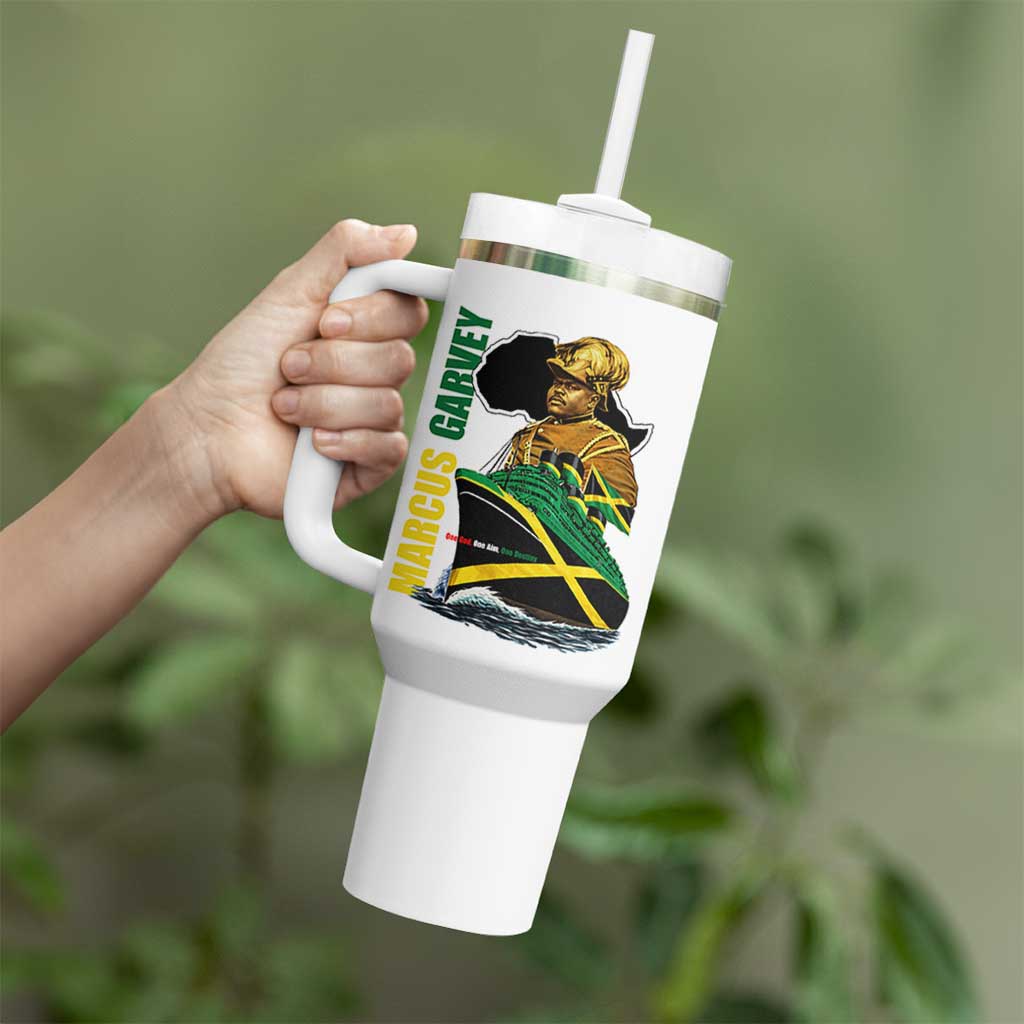 Marcus Garvey Jamaica Pride Tumbler With Handle One God One Aim One Destiny