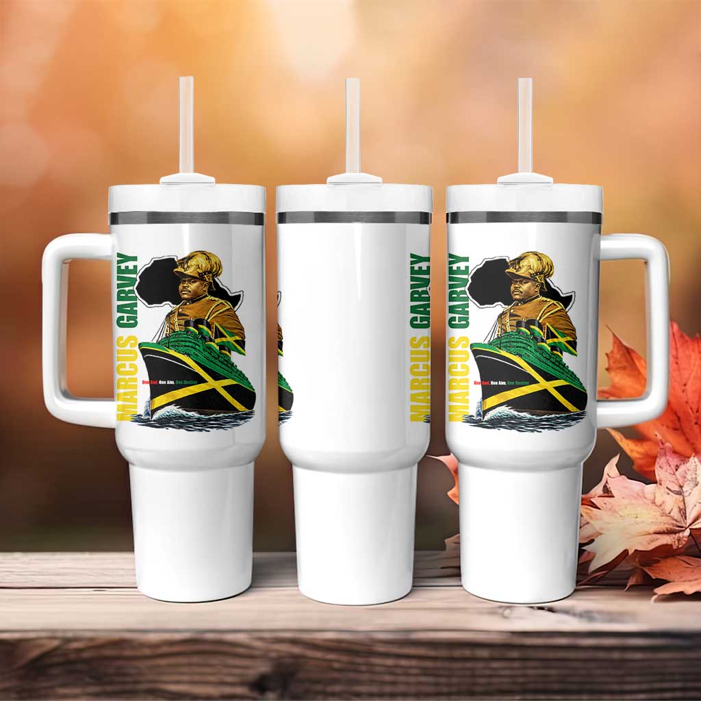 Marcus Garvey Jamaica Pride Tumbler With Handle One God One Aim One Destiny