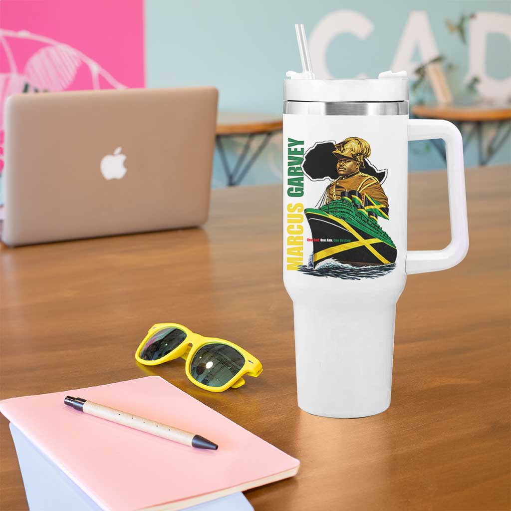 Marcus Garvey Jamaica Pride Tumbler With Handle One God One Aim One Destiny
