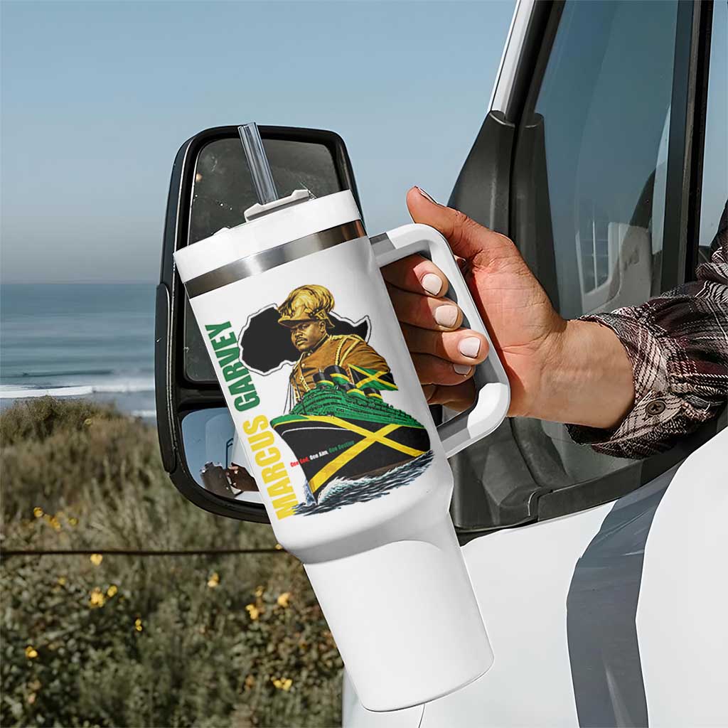 Marcus Garvey Jamaica Pride Tumbler With Handle One God One Aim One Destiny