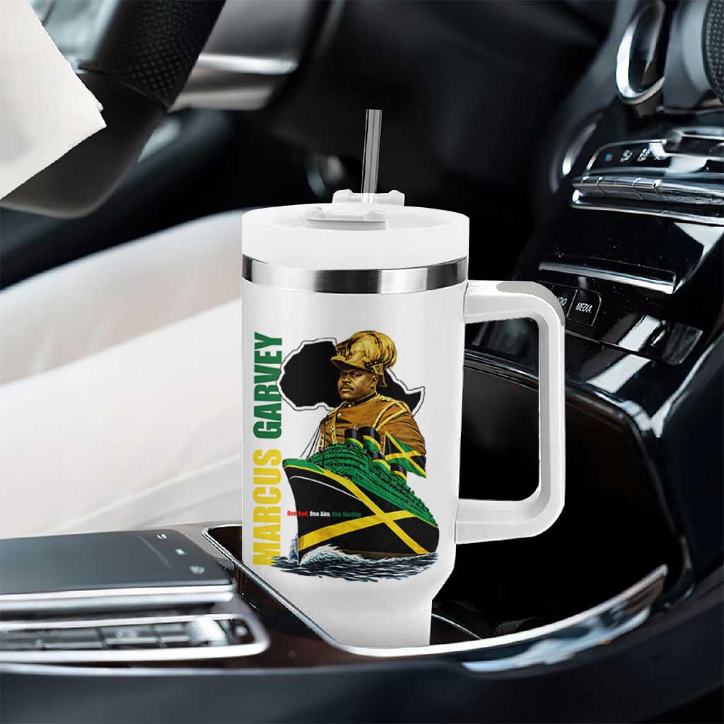 Marcus Garvey Jamaica Pride Tumbler With Handle One God One Aim One Destiny