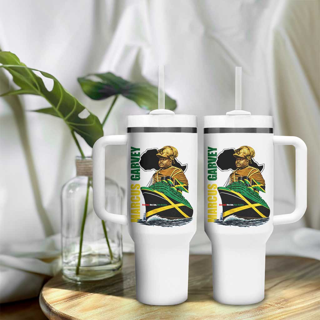 Marcus Garvey Jamaica Pride Tumbler With Handle One God One Aim One Destiny