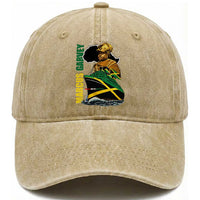 Marcus Garvey Jamaica Pride Washed Cotton Baseball Cap One God One Aim One Destiny