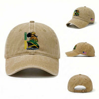 Marcus Garvey Jamaica Pride Washed Cotton Baseball Cap One God One Aim One Destiny