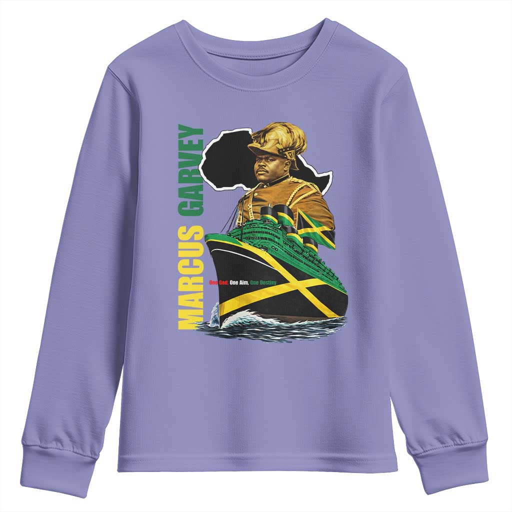 Marcus Garvey Jamaica Pride Youth Sweatshirt One God One Aim One Destiny