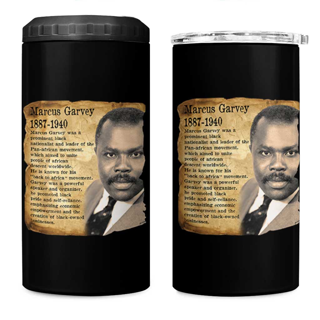 Marcus Garvey 4 in 1 Can Cooler Tumbler Strong Black History Leader