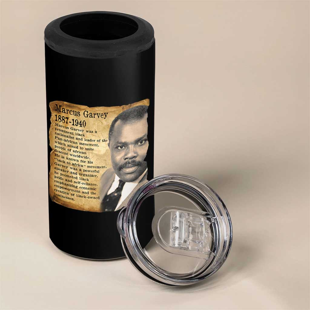 Marcus Garvey 4 in 1 Can Cooler Tumbler Strong Black History Leader