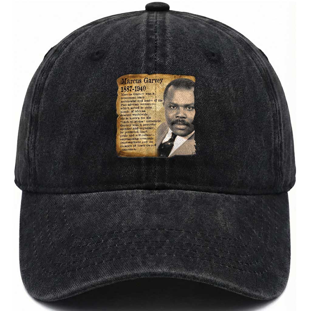 Marcus Garvey Washed Cotton Baseball Cap Strong Black History Leader