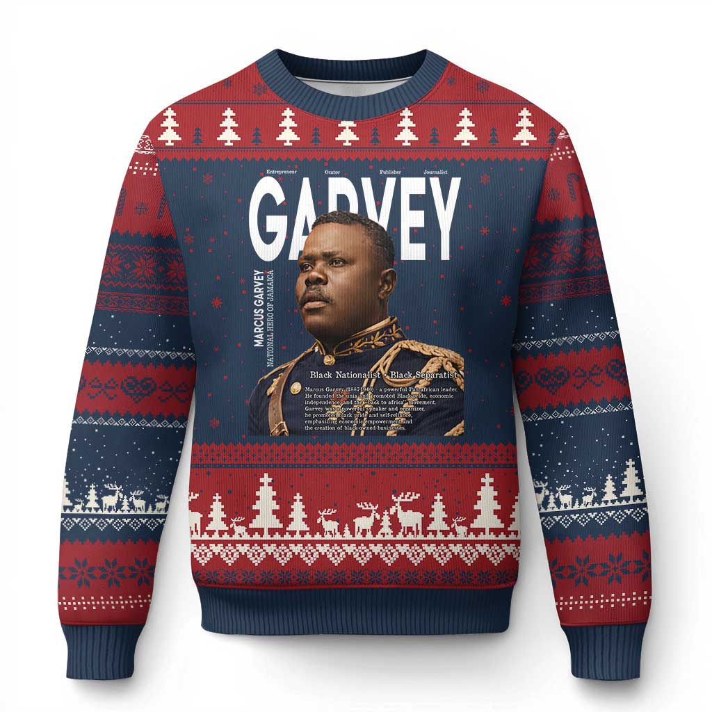 Vintage Black History Hero Marcus Garvey Ugly Christmas Sweater Black Pride