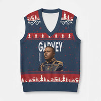 Vintage Black History Hero Marcus Garvey V-Neck Knit Sweater Vest Black Pride