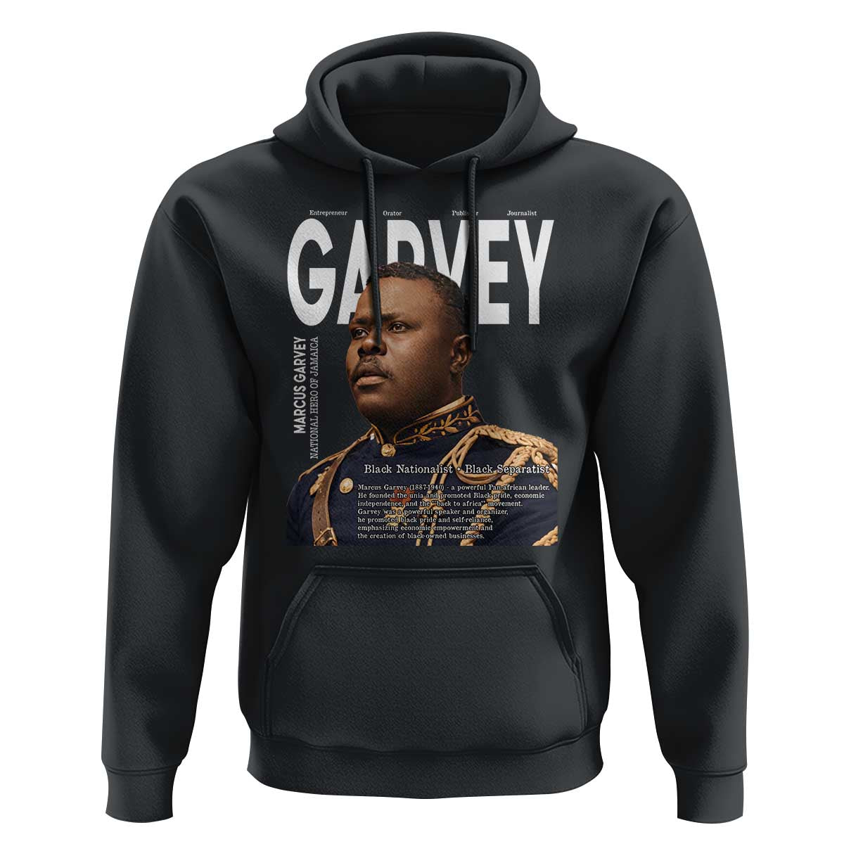 Vintage Black History Hero Marcus Garvey Hoodie Black Pride