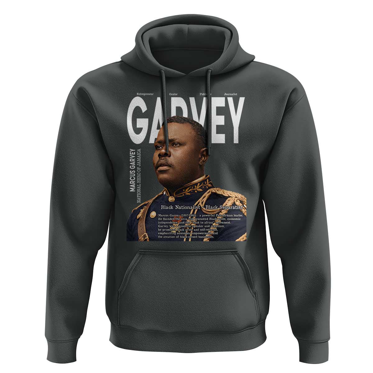 Vintage Black History Hero Marcus Garvey Hoodie Black Pride