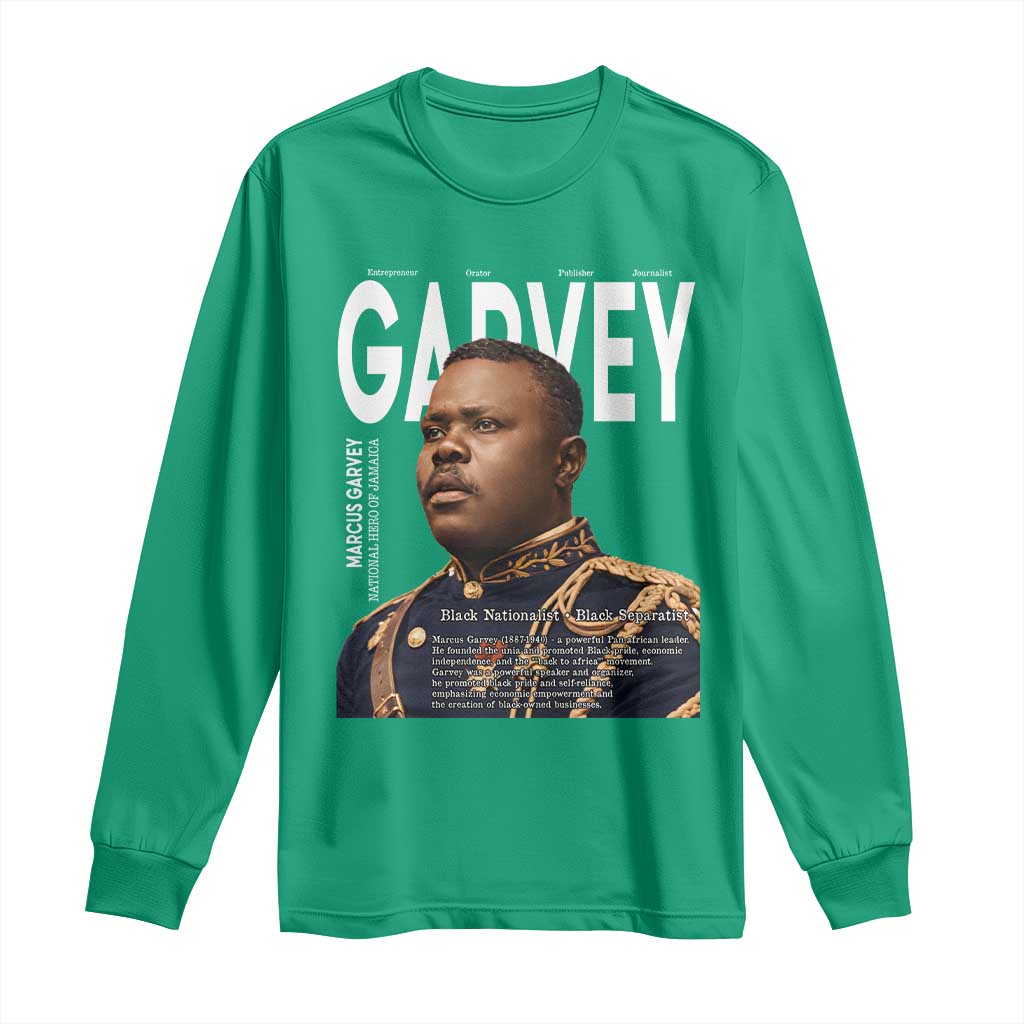 Vintage Black History Hero Marcus Garvey Long Sleeve Shirt Black Pride